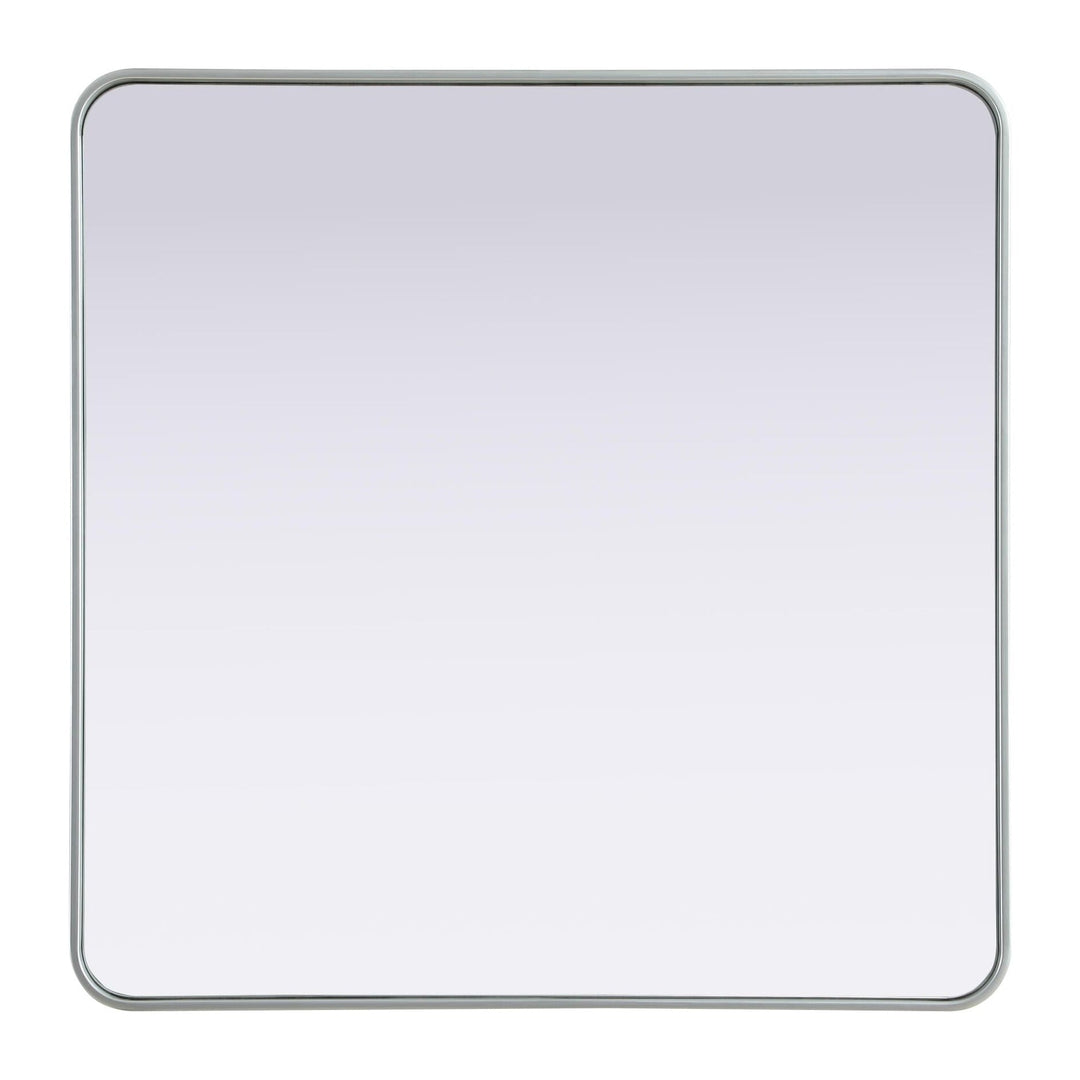 Rounded Corner Rectangle Mirror in Silver by Elegant