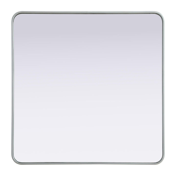 Rounded Corner Rectangle Mirror in Silver by Elegant