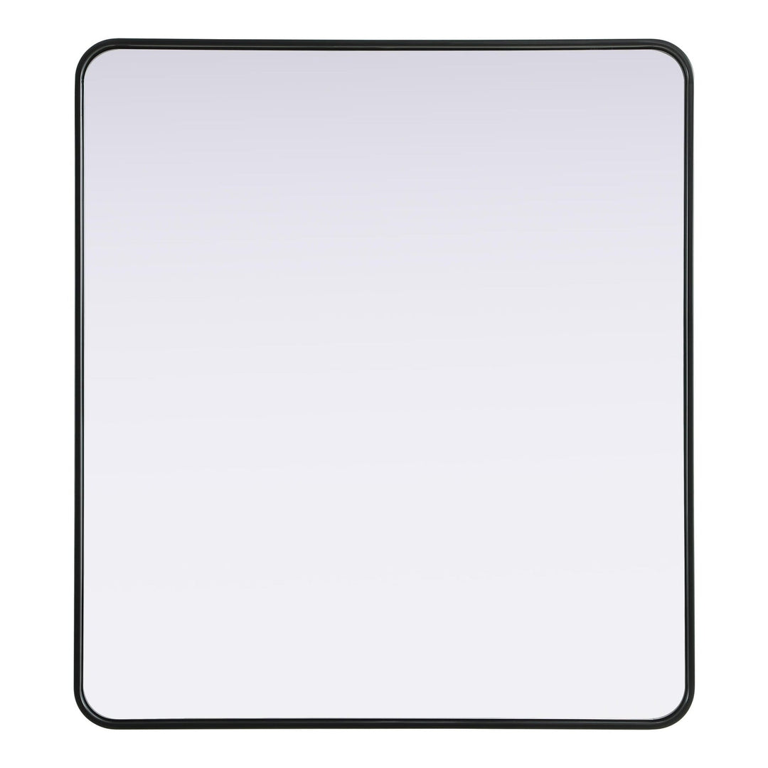 Rounded Corner Rectangle Mirror in Black by Elegant