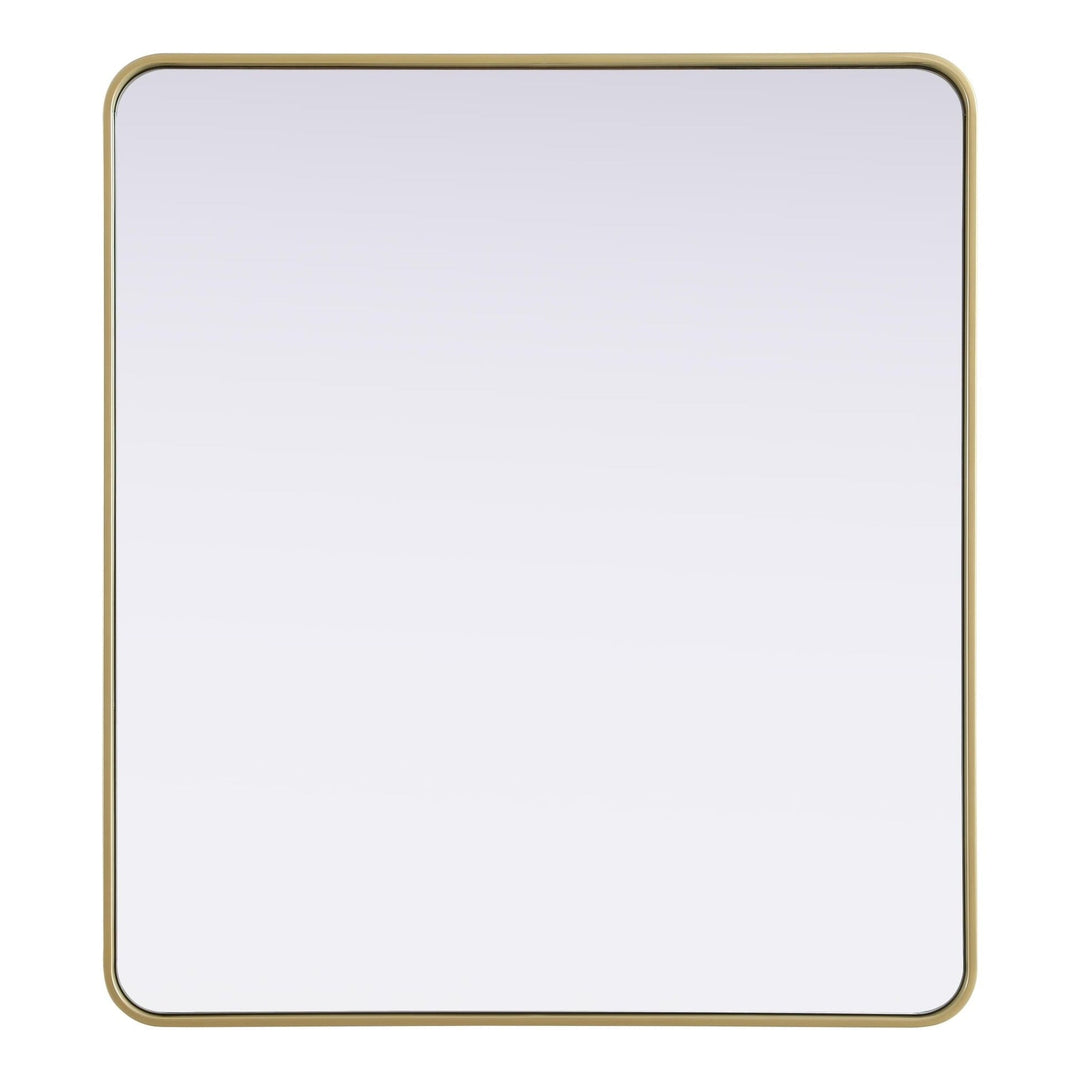 Rounded Corner Rectangle Mirror in Brass by Elegant