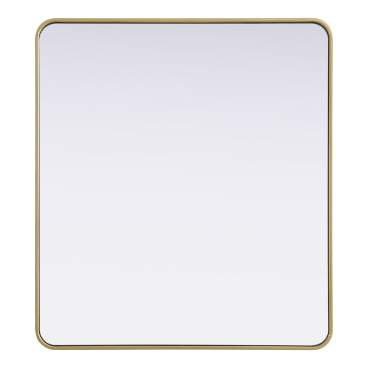 Rounded Corner Rectangle Mirror in Brass by Elegant