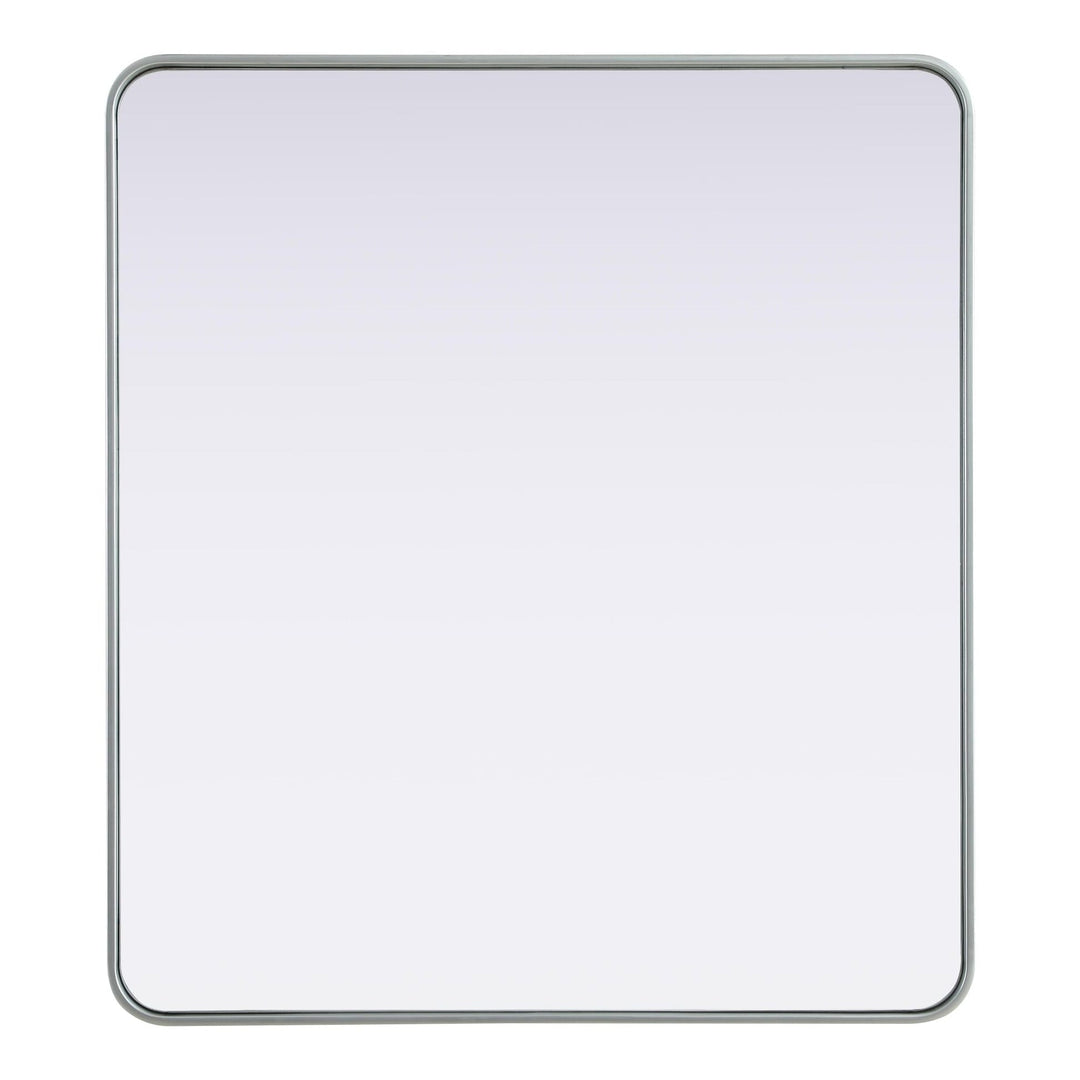 Rounded Corner Rectangle Mirror in Silver by Elegant