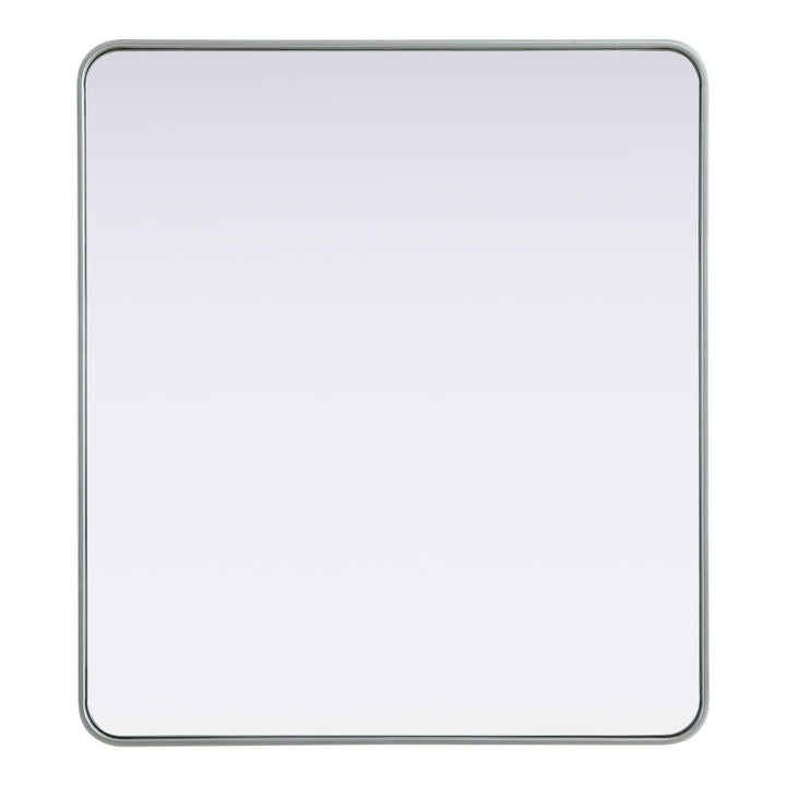 Rounded Corner Rectangle Mirror in Silver by Elegant
