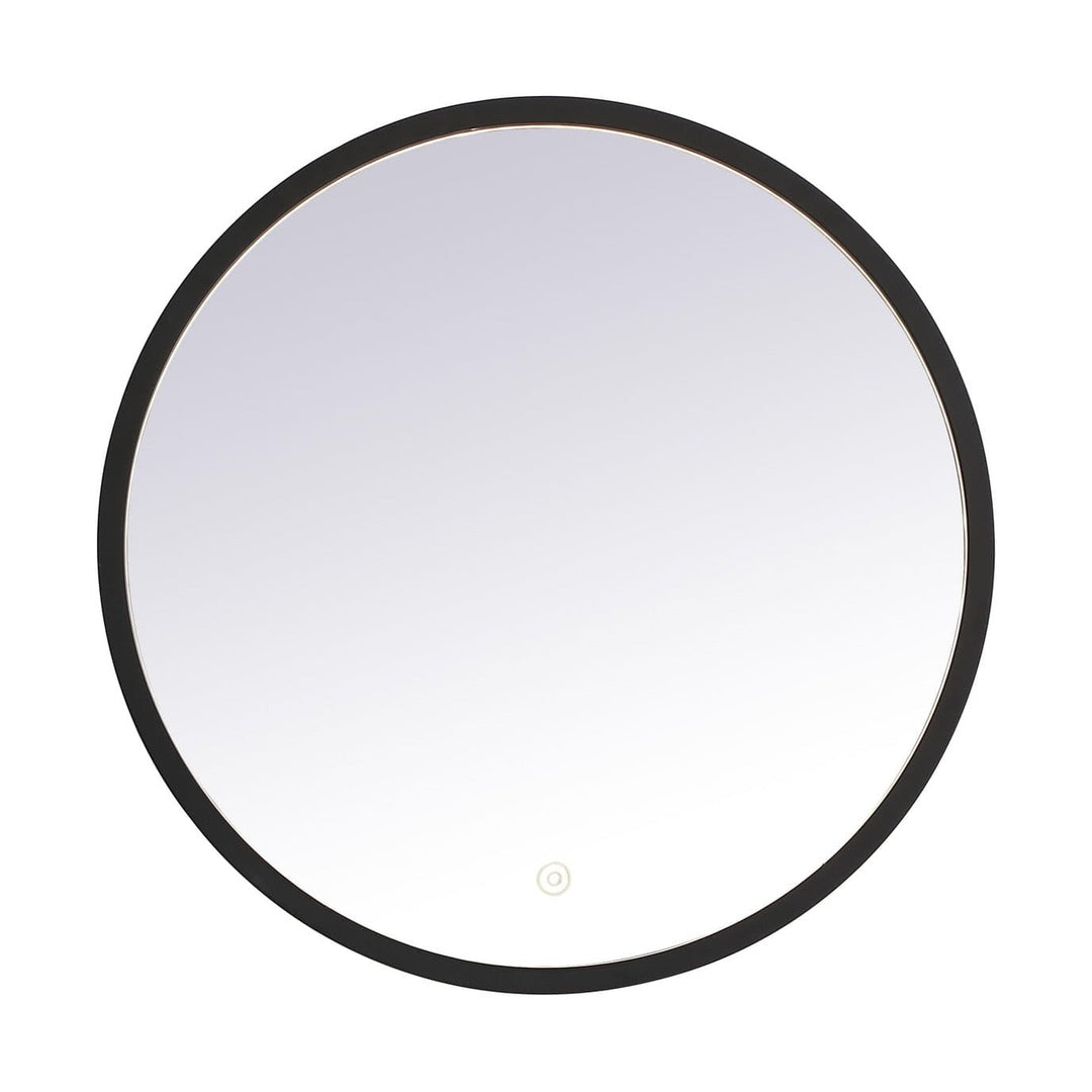 Pier Round LED Mirror in Black by Elegant