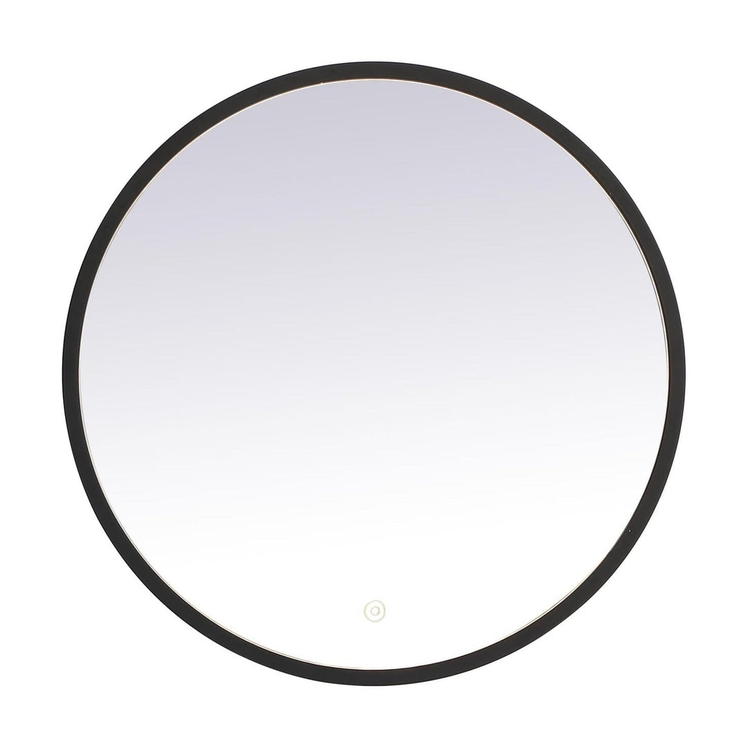 Pier Round LED Mirror in Black by Elegant