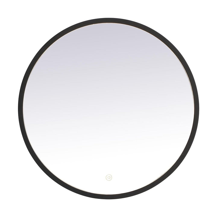Pier Round LED Mirror in Black by Elegant