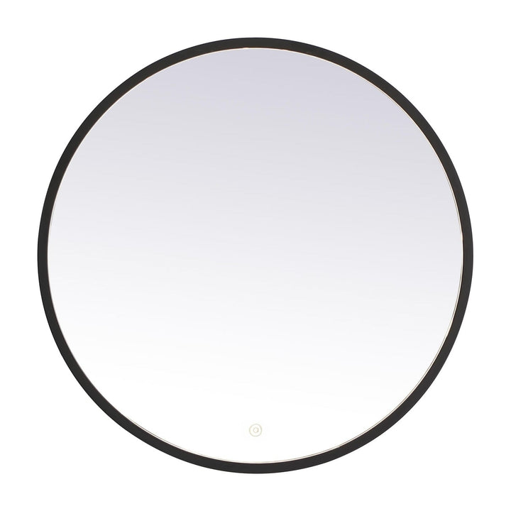 Pier Round LED Mirror in Black by Elegant