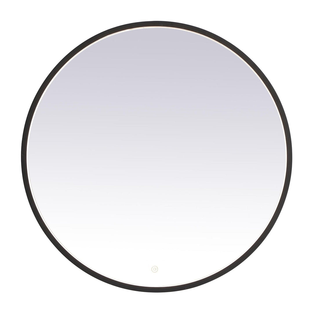 Pier Round LED Mirror in Black by Elegant