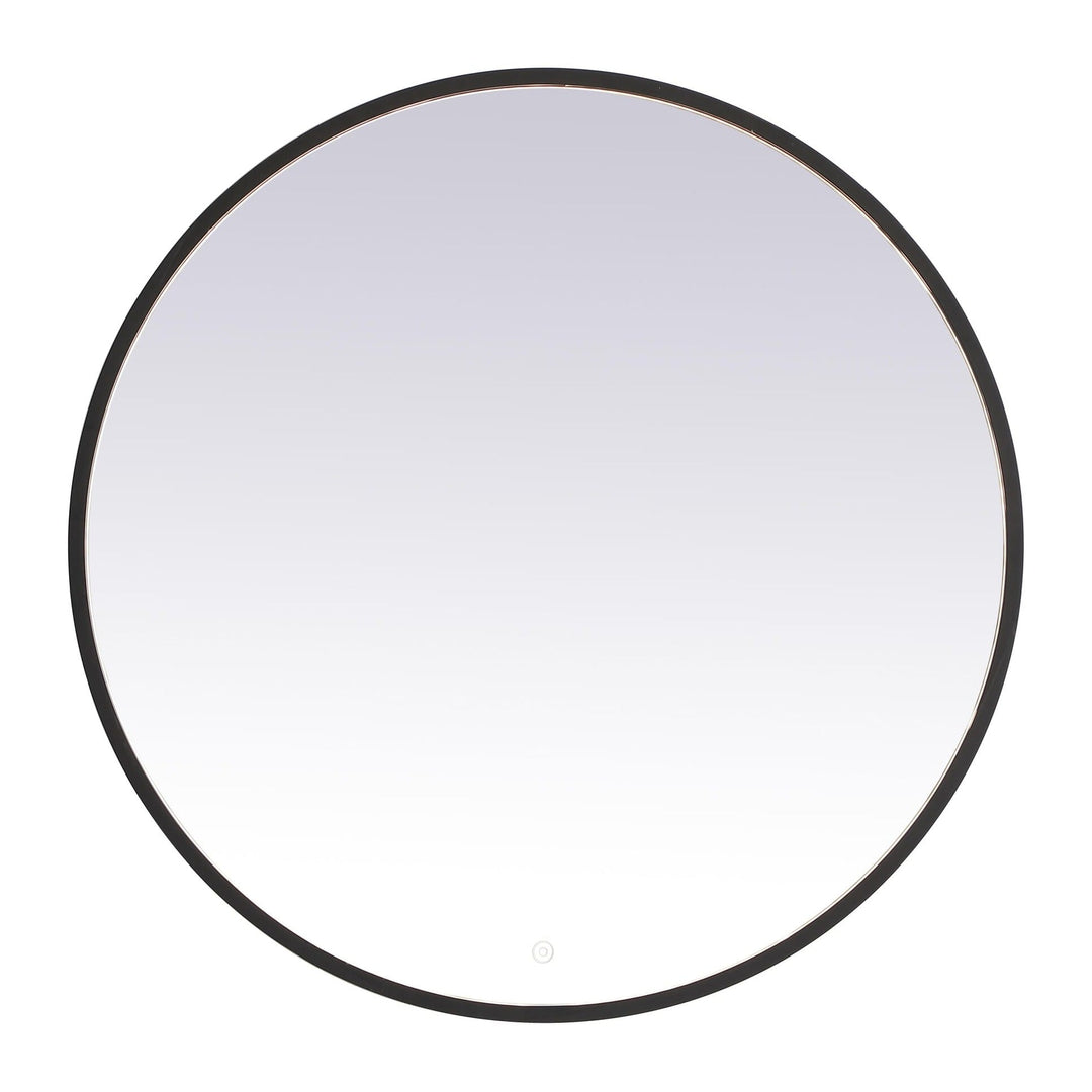 Pier Round LED Mirror in Black by Elegant