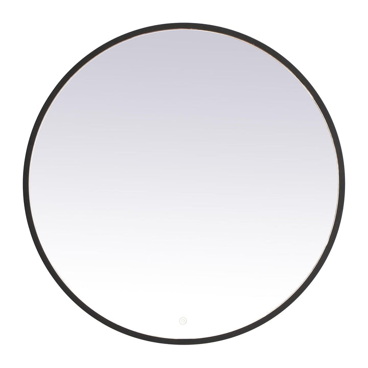 Pier Round LED Mirror in Black by Elegant
