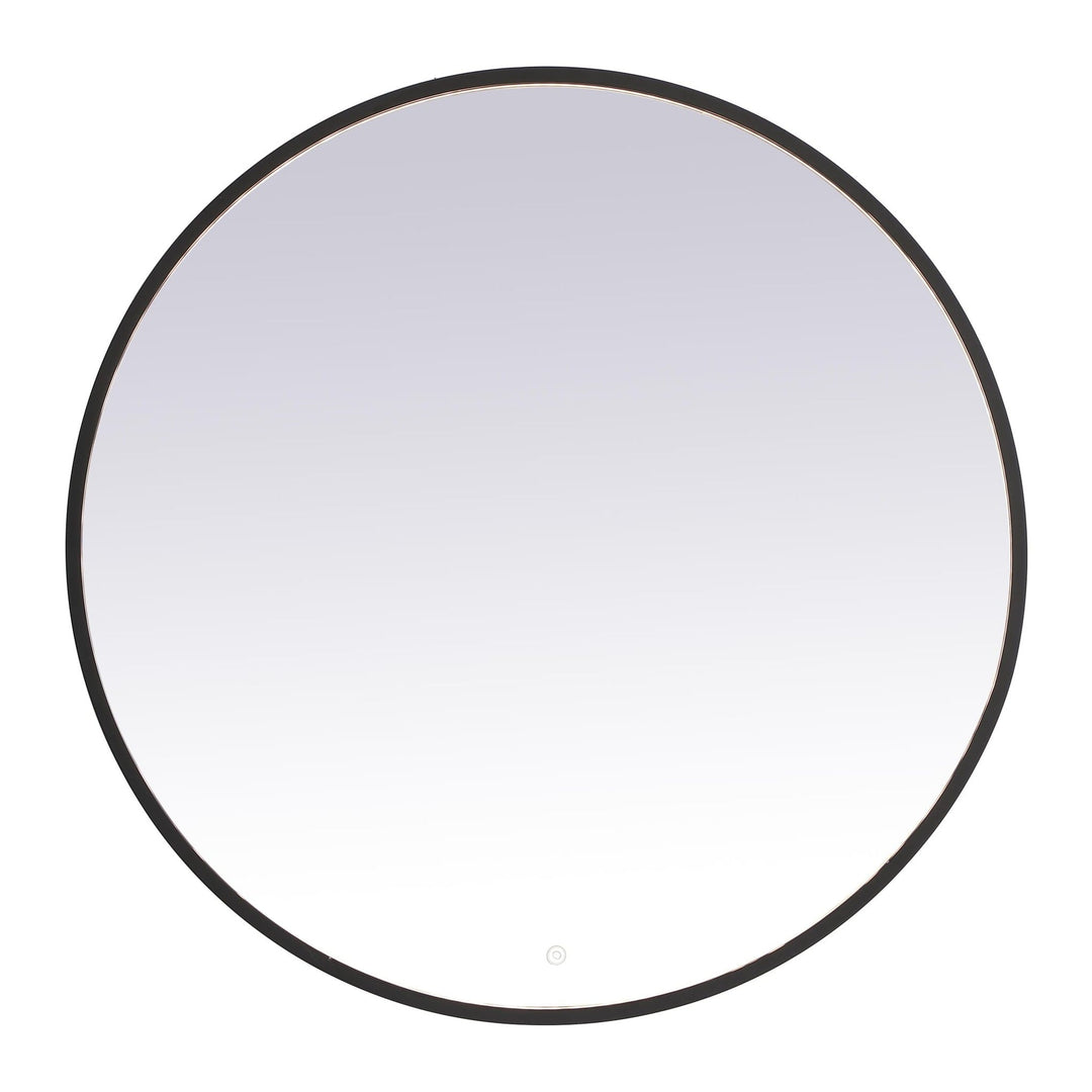 Pier Round LED Mirror in Black by Elegant