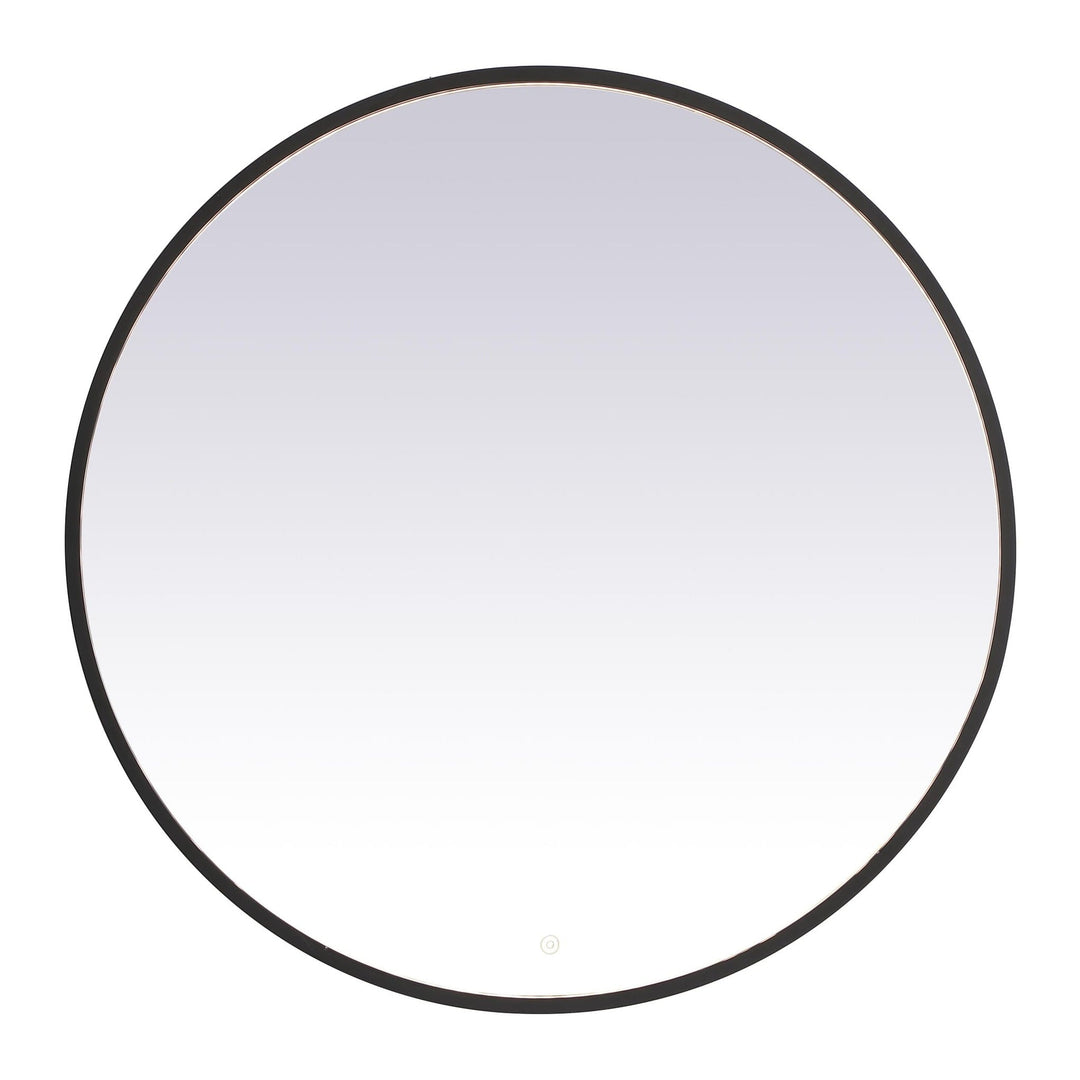 Pier Round LED Mirror in Black by Elegant