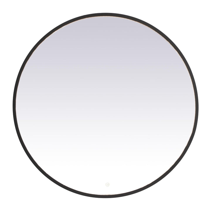 Pier Round LED Mirror in Black by Elegant