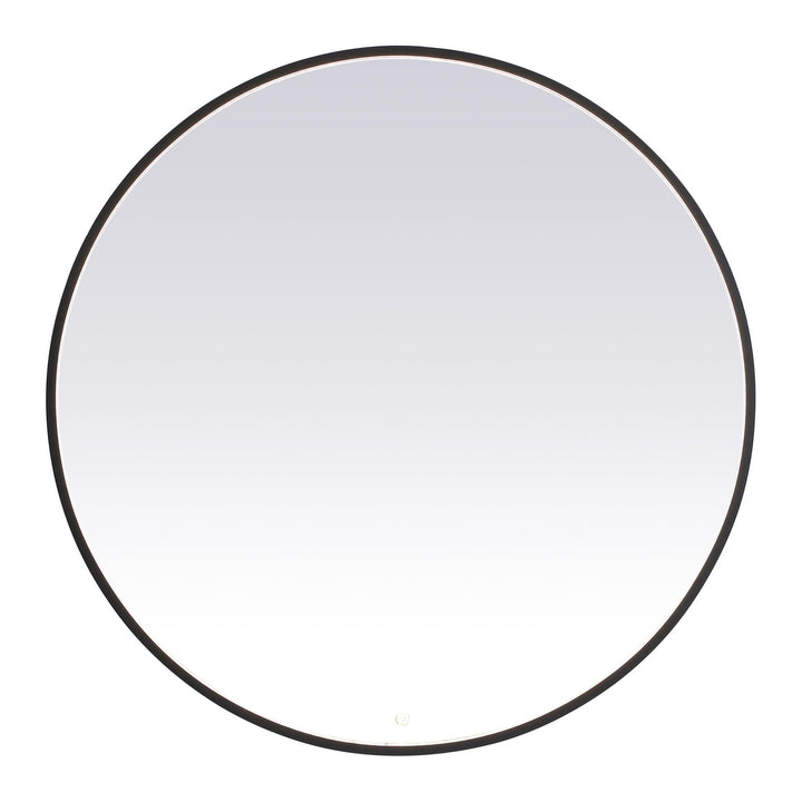 Pier Round LED Mirror in Black by Elegant