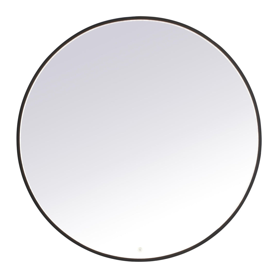 Pier Round LED Mirror in Black by Elegant