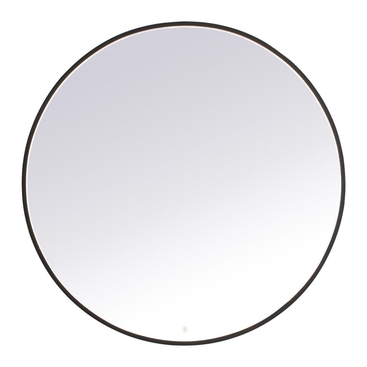 Pier Round LED Mirror in Black by Elegant