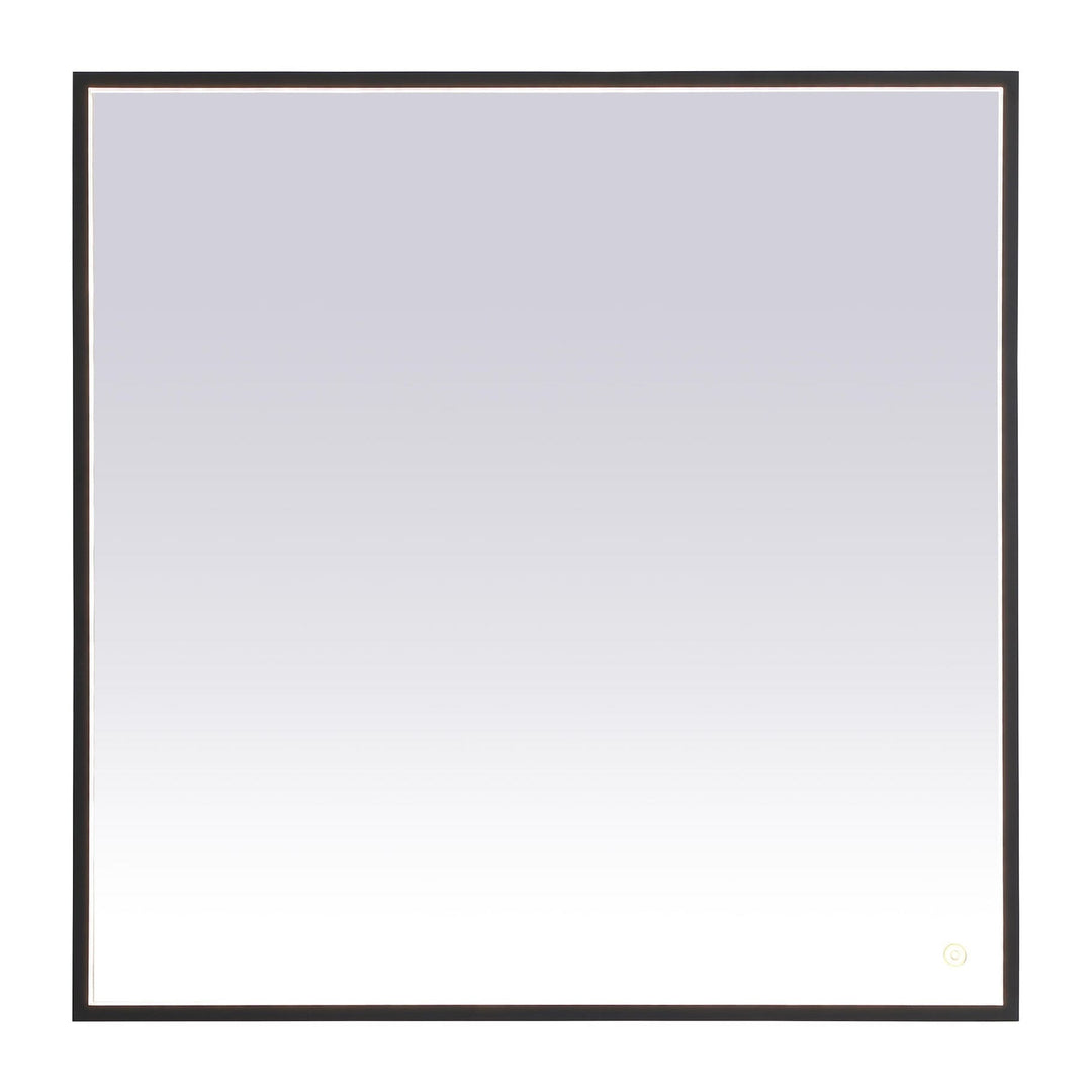 Pier Square LED Mirror in Black by Elegant