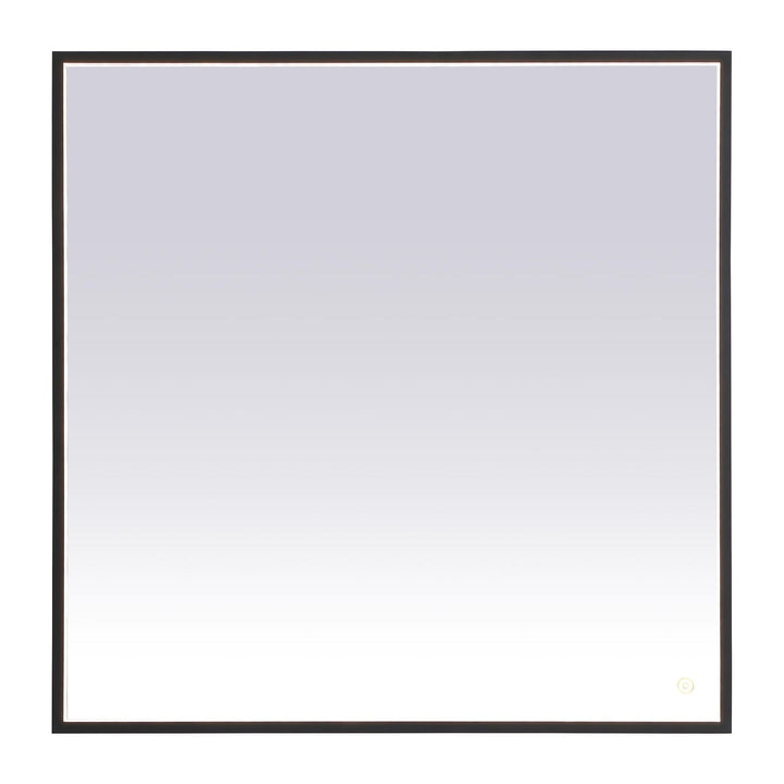 Pier Square LED Mirror in Black by Elegant