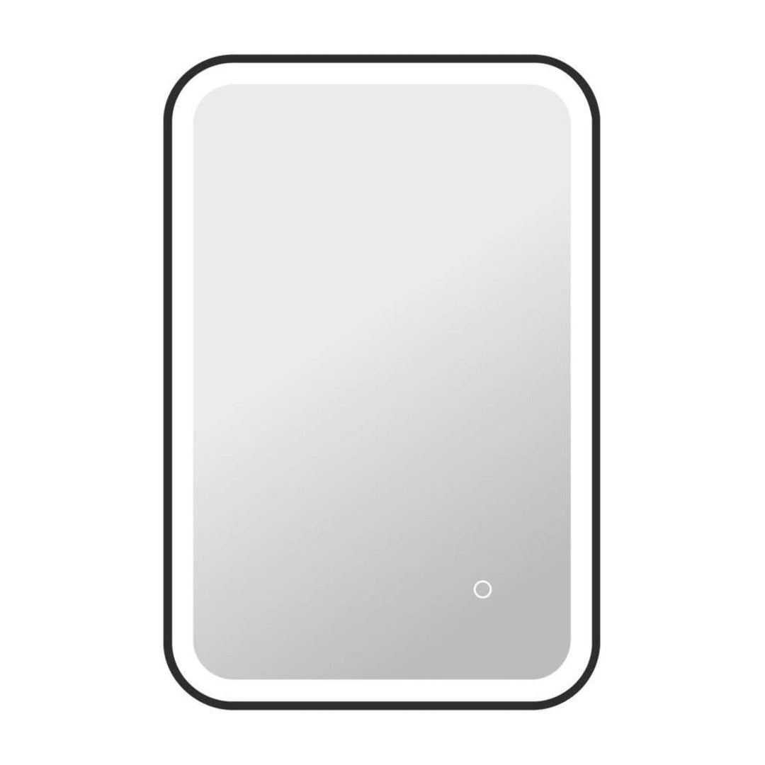 Framed LED Round Mirror II in Black by Elegant