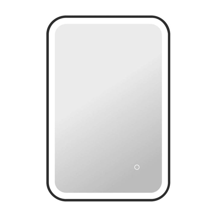 Framed LED Round Mirror II in Black by Elegant