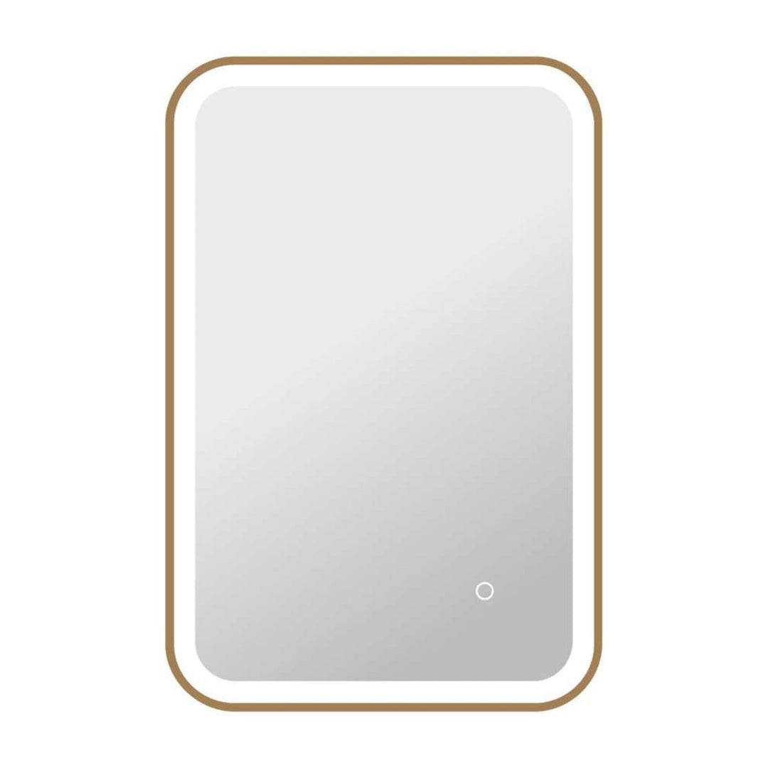 Framed LED Round Mirror II in Satin Gold by Elegant