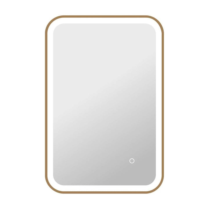 Framed LED Round Mirror II in Satin Gold by Elegant
