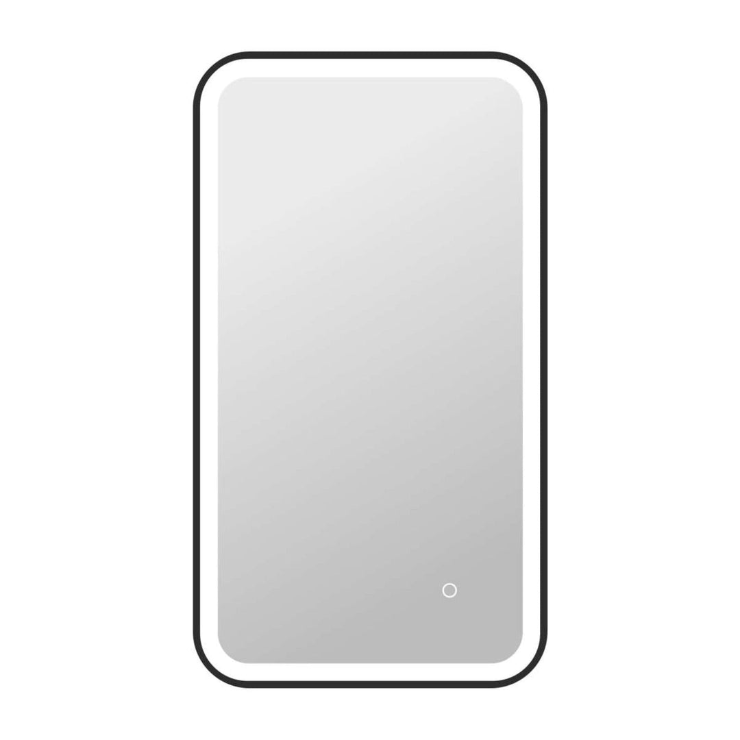 Framed LED Round Mirror II in Black by Elegant