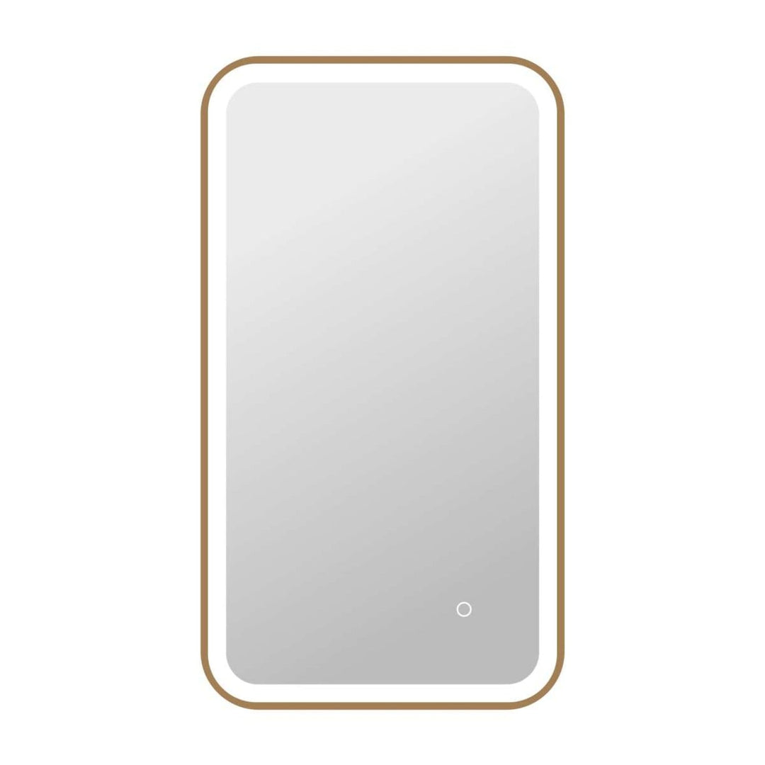Framed LED Round Mirror II in Satin Gold by Elegant