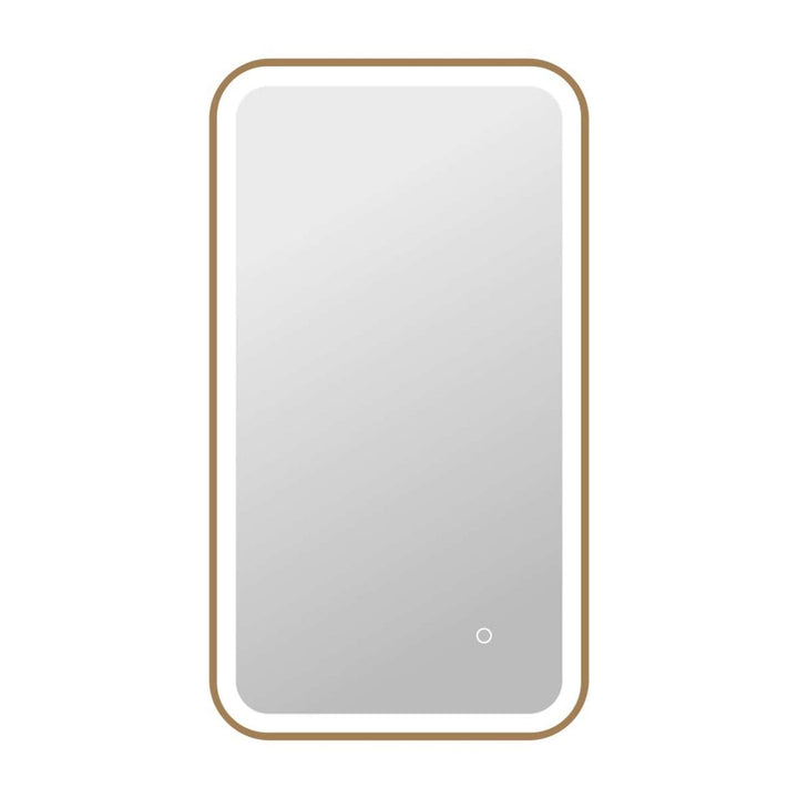 Framed LED Round Mirror II in Satin Gold by Elegant