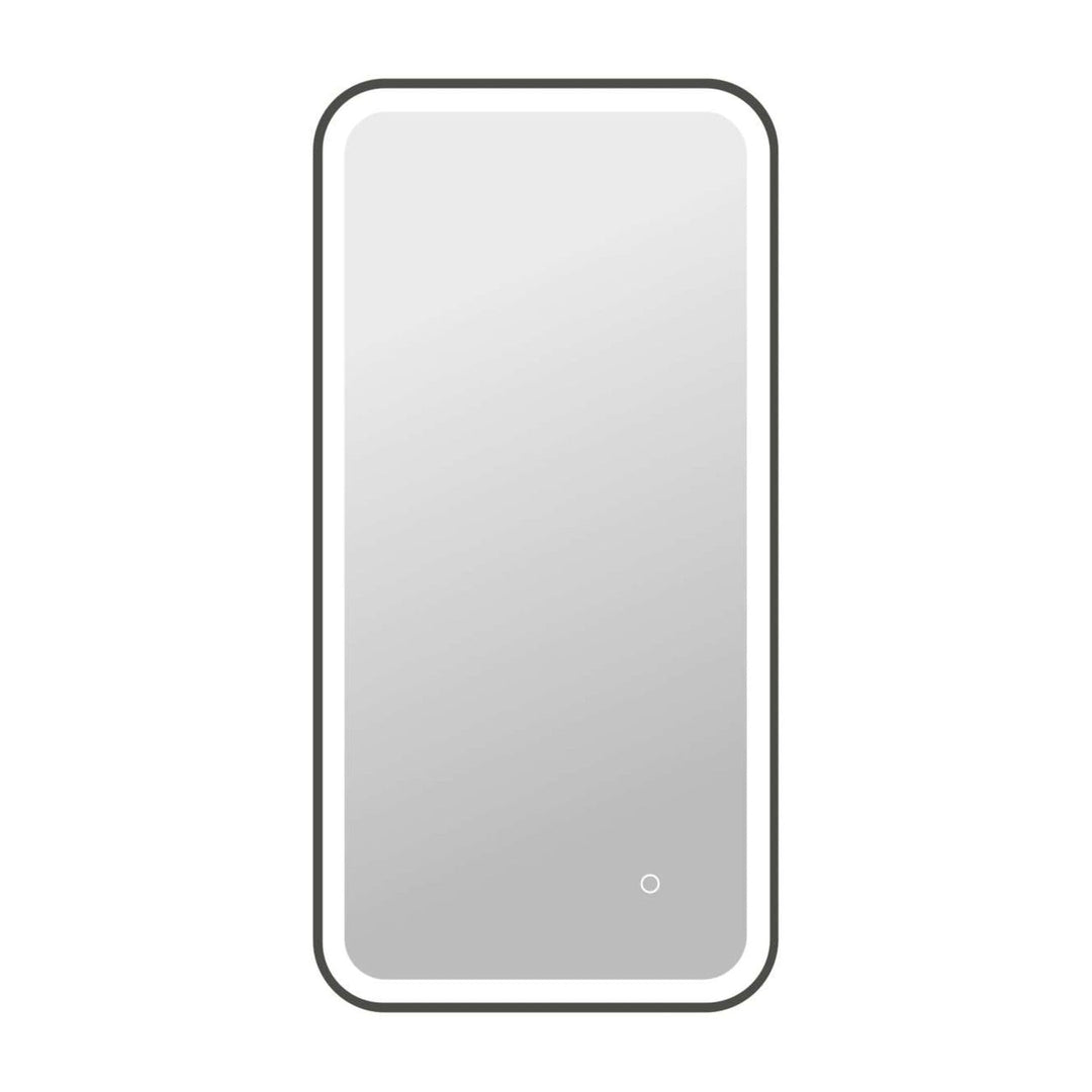 Framed LED Round Mirror II in Black by Elegant