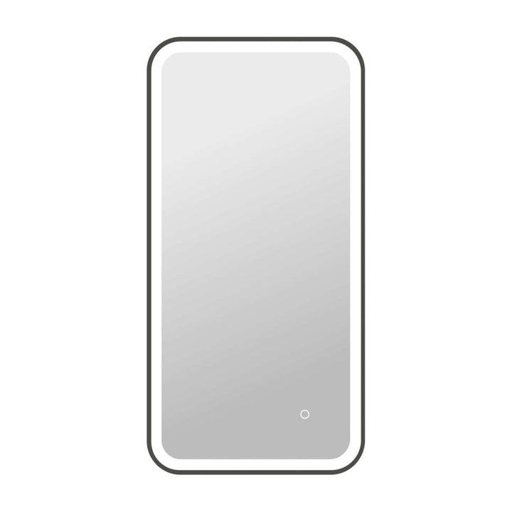 Framed LED Round Mirror II in Black by Elegant