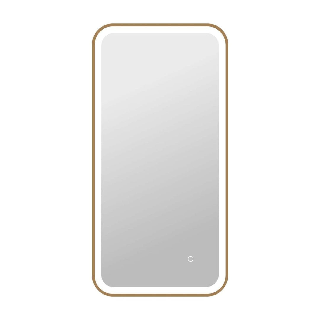 Framed LED Round Mirror II in Satin Gold by Elegant