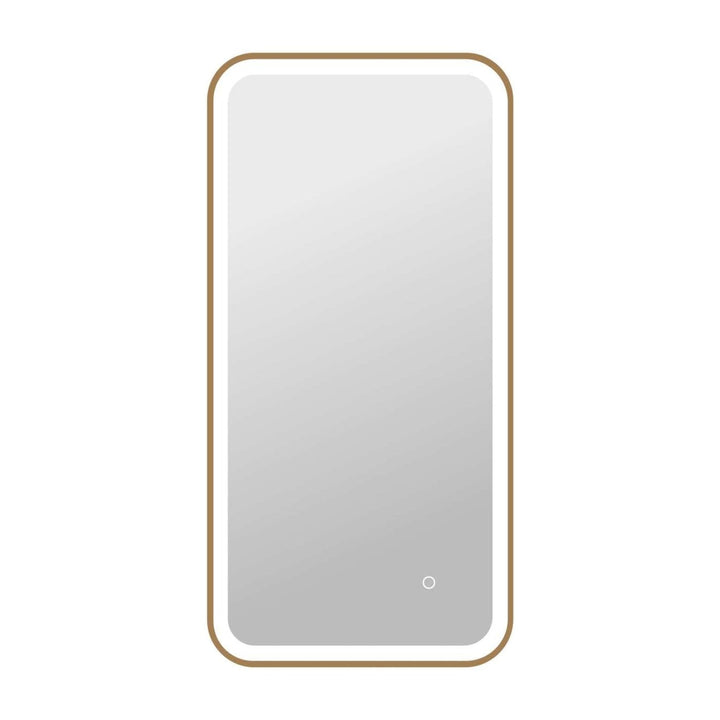 Framed LED Round Mirror II in Satin Gold by Elegant