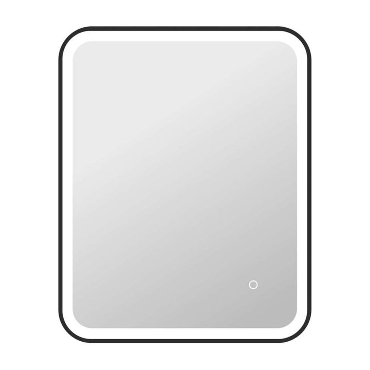 Framed LED Round Mirror II in Black by Elegant