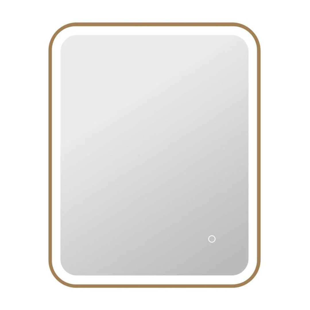 Framed LED Round Mirror II in Satin Gold by Elegant