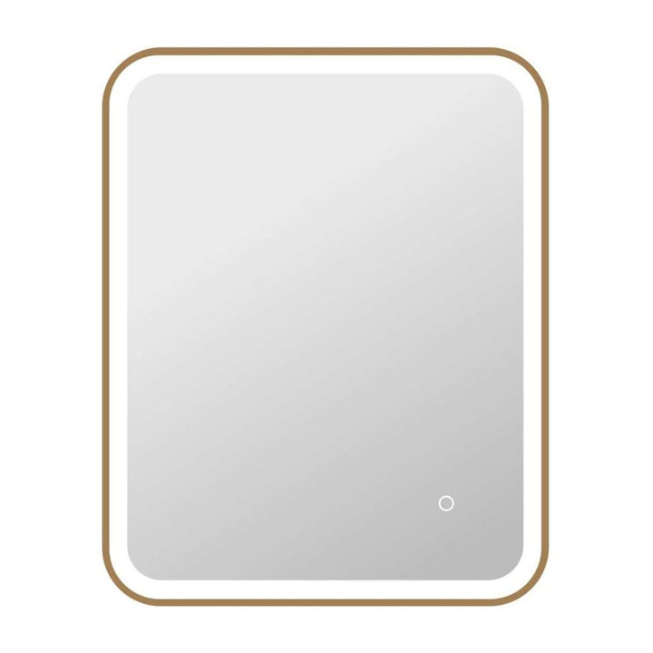 Framed LED Round Mirror II in Satin Gold by Elegant