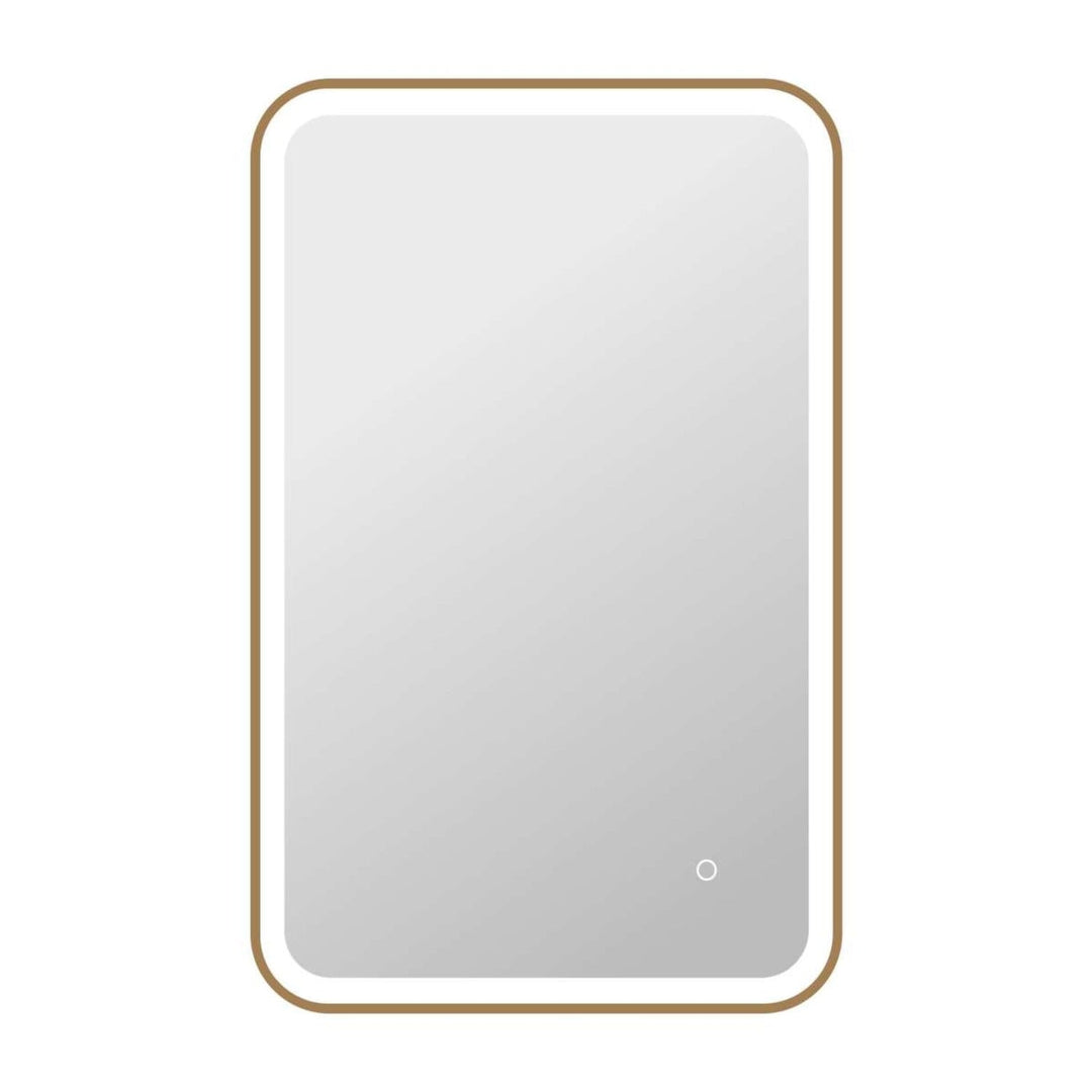 Framed LED Round Mirror II in Satin Gold by Elegant