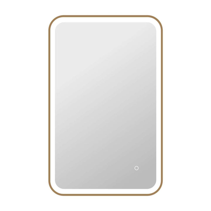 Framed LED Round Mirror II in Satin Gold by Elegant