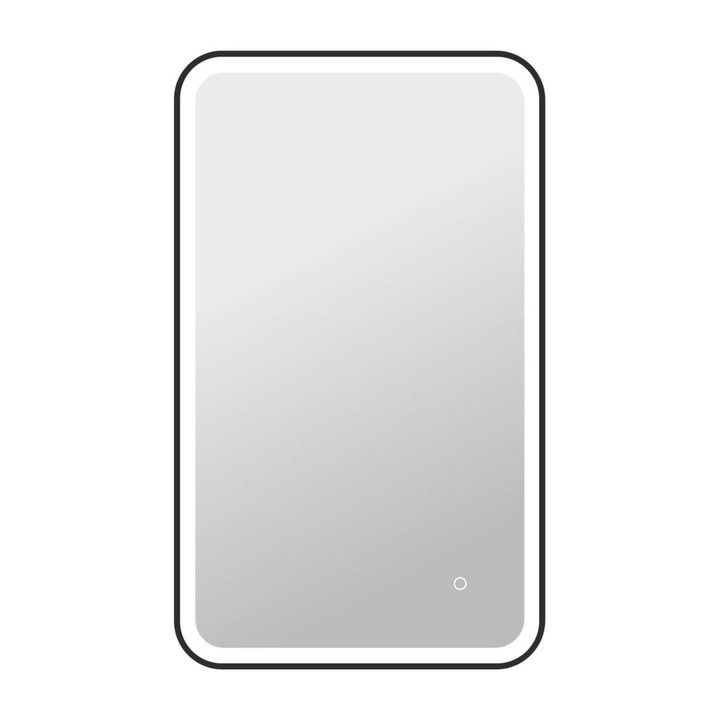 Framed LED Round Mirror II in Black by Elegant