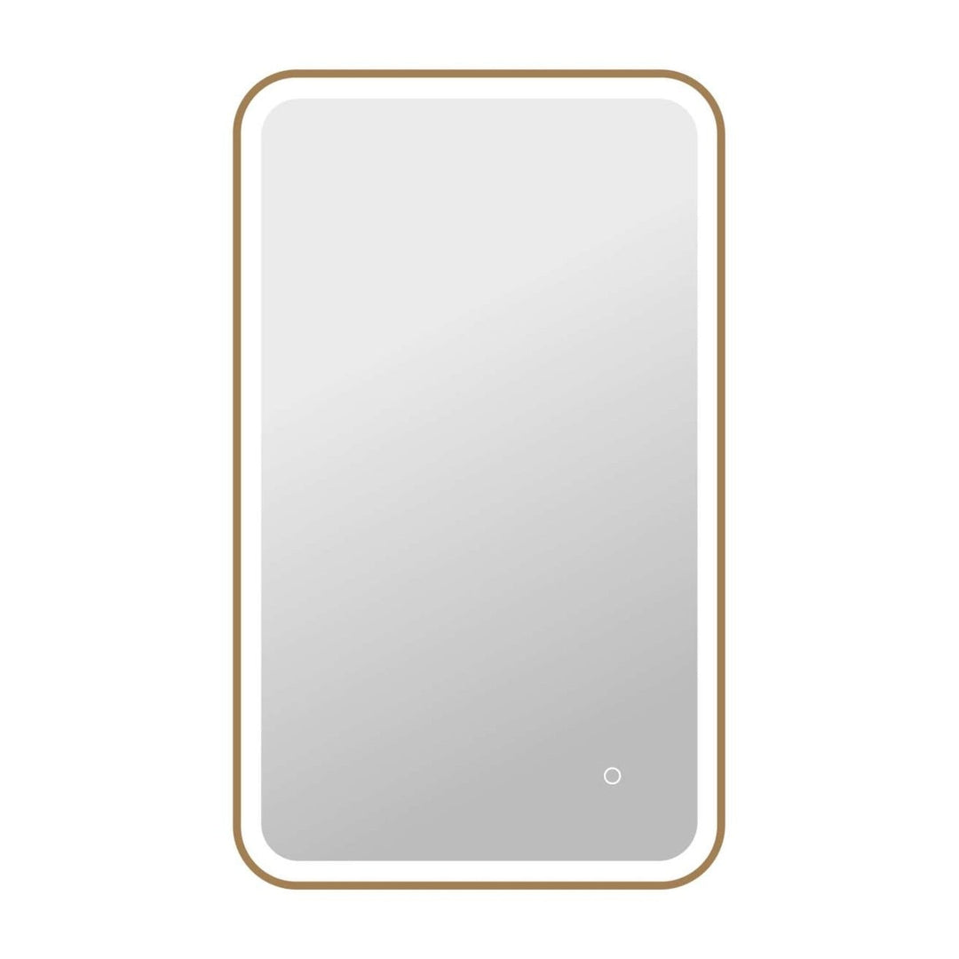 Framed LED Round Mirror II in Satin Gold by Elegant
