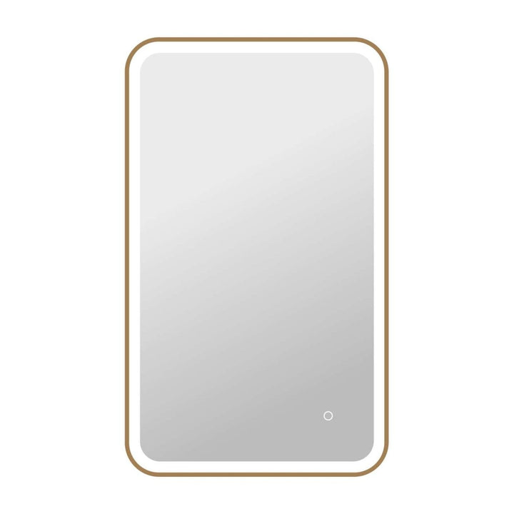 Framed LED Round Mirror II in Satin Gold by Elegant