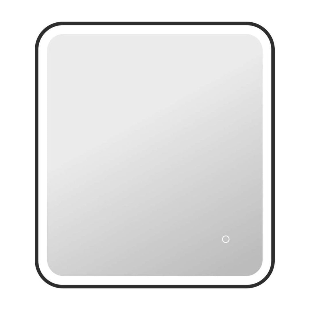 Framed LED Round Mirror II in Black by Elegant