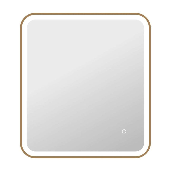 Framed LED Round Mirror II in Satin Gold by Elegant