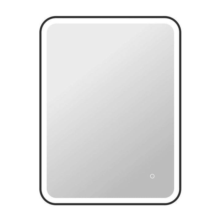 Framed LED Round Mirror II in Black by Elegant