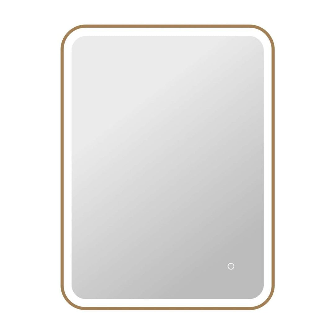 Framed LED Round Mirror II in Satin Gold by Elegant