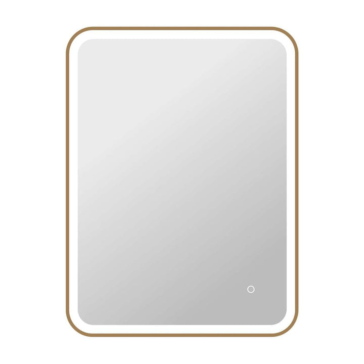 Framed LED Round Mirror II in Satin Gold by Elegant