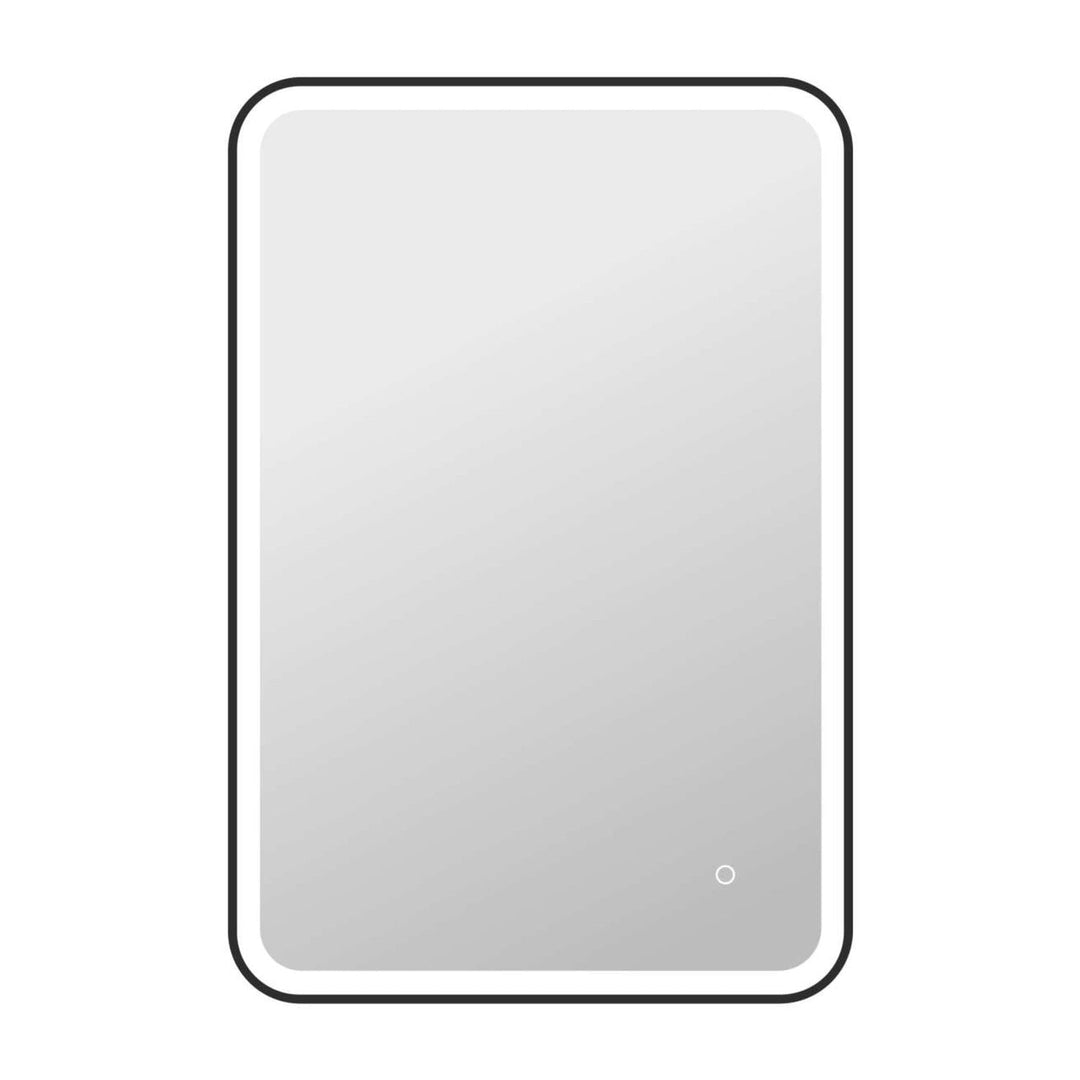 Framed LED Round Mirror II in Black by Elegant