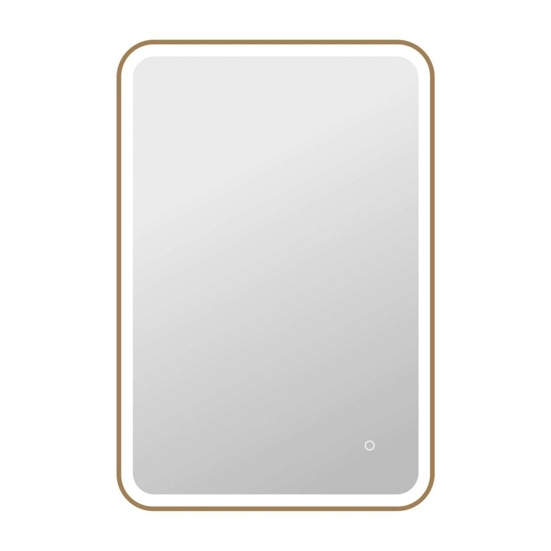 Framed LED Round Mirror II in Satin Gold by Elegant