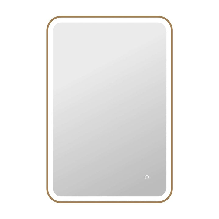 Framed LED Round Mirror II in Satin Gold by Elegant