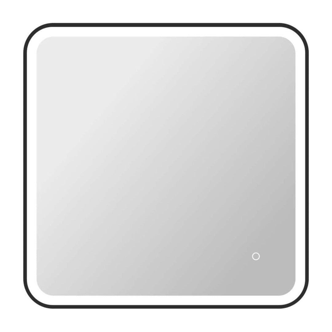 Framed LED Round Mirror II in Black by Elegant